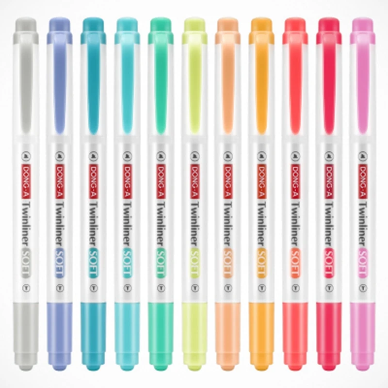 

Korea DONG-A Pearl Stick Highlighter Twinliner Soft Double Color Marker 12 Colors