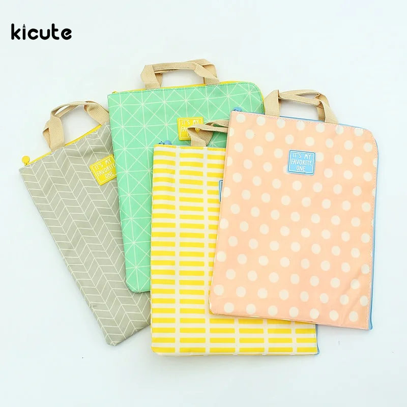 

1pcs A4 Waterproof Polyester Fabric File Folder For Documents Stationery Multifunctional Multilayer Document Bag Zipper Handbag