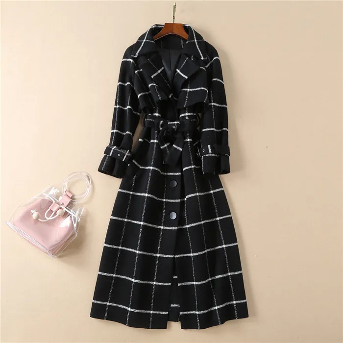 De Livraison Des Unique Blanc Qualité Taille Manteaux Top Manteau Noir Marque Gratuite Plaid Femmes Poitrine Laine D'hiver Xl Multi Haute FulK1JT35c