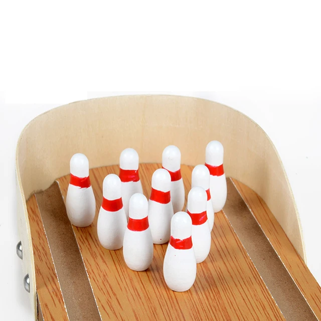 Mini Wooden Desktop Bowling Game Toy Indoor Parent-Child Interactive Table Game Bowling Developmental Toy For Fun Free Shipping 3