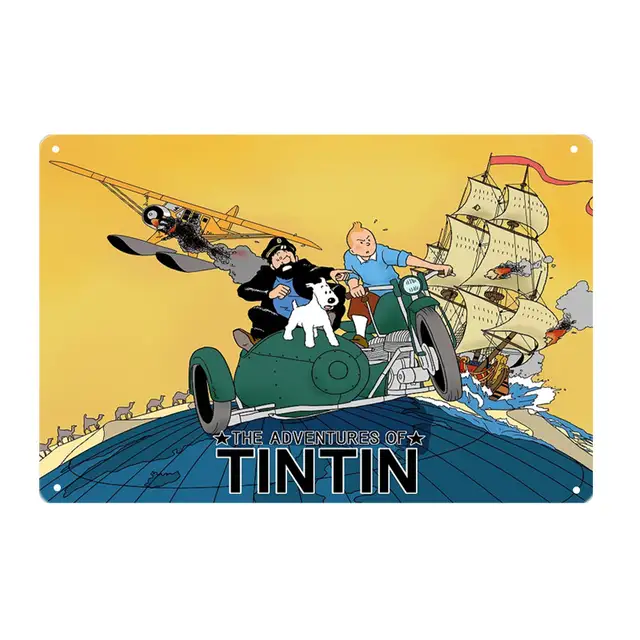 Us 498 30 Offthe Adventures Of Tintin And Dog Cartoon Movie Painting Poster Vintage Home Bar Wall Decor Metal Signs For Dropshipping Yn176 In
