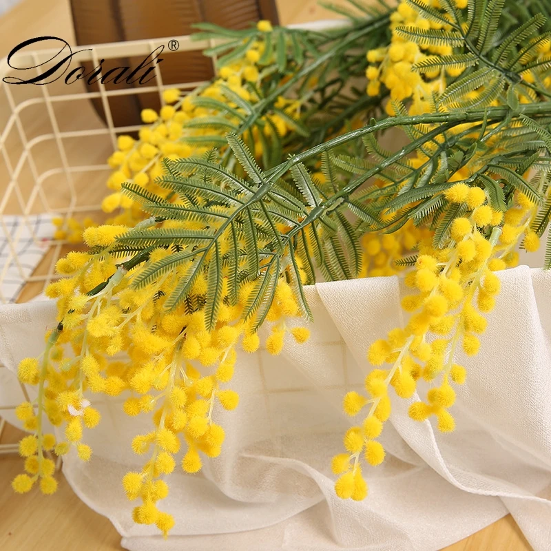 88 см 3 ветки Искусственный Желтый акации Mimosa Pudica спрей искусственный декор для