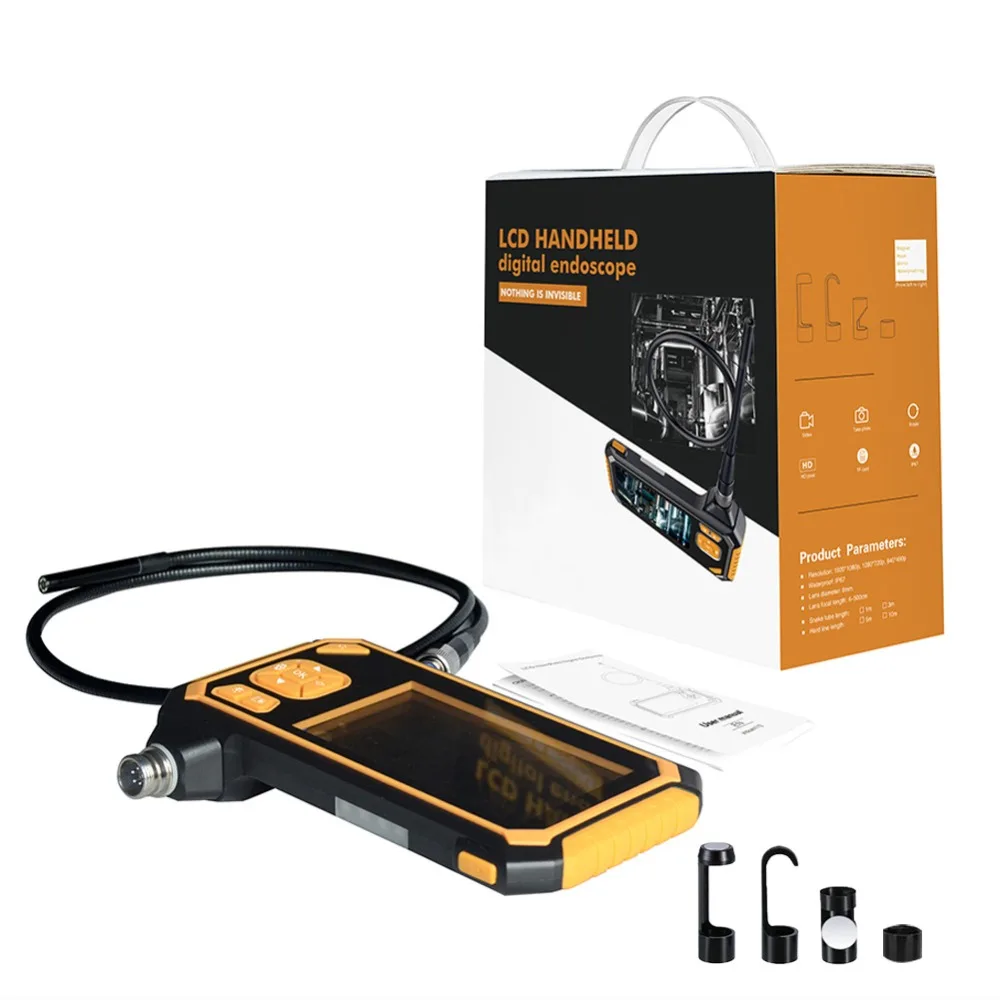 Câmera de Inspeção Videoscope com Lcd de 4.3 Polegadas com Bateria de 2600 Endoscópio Industrial Portátil Handheld Borescope Mah 1080 p 10 portátil handheld borescope videoscope com lcd de