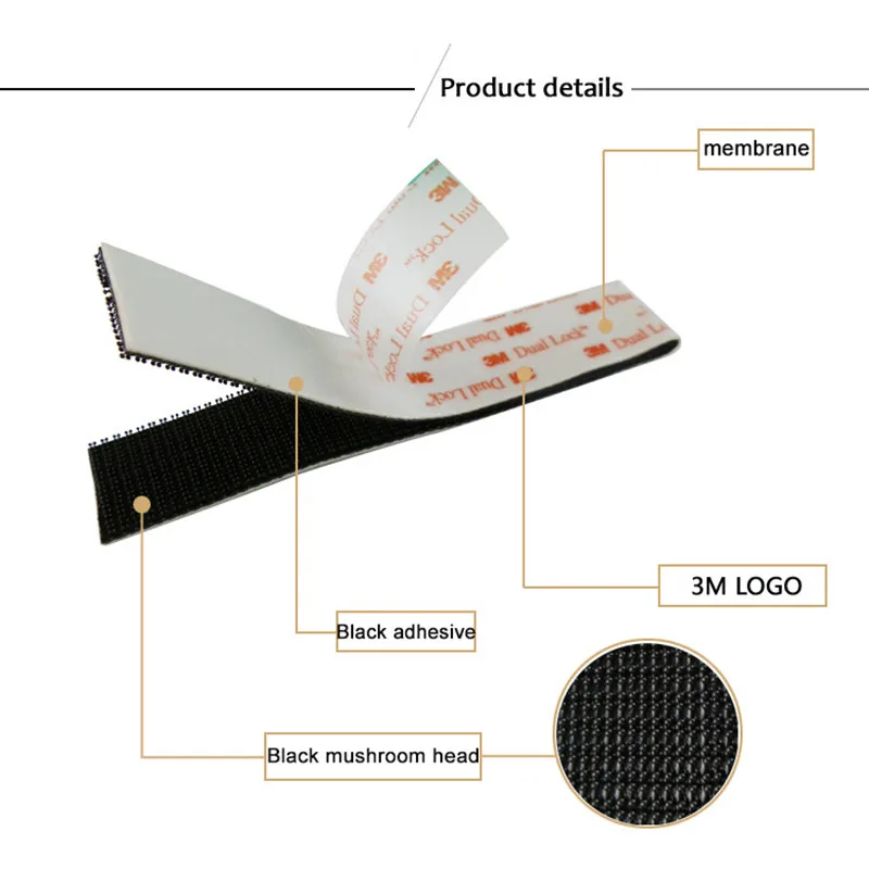 3 м SJ3551 черный двойной замок Тип(25,4 мм X 20 см) 400 гриб закрывающимися крепежа клейкие ленты Bacing VHB клейкая лента 3M ленты