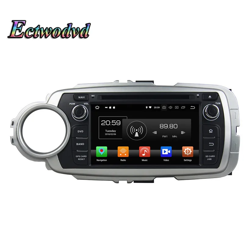Perfect Ectwodvd Octa Core 4G RAM 64G ROM Android 9.0 Car Multimedia DVD Player GPS HeadUnit For Toyota Yaris 2012 2013 Left 0