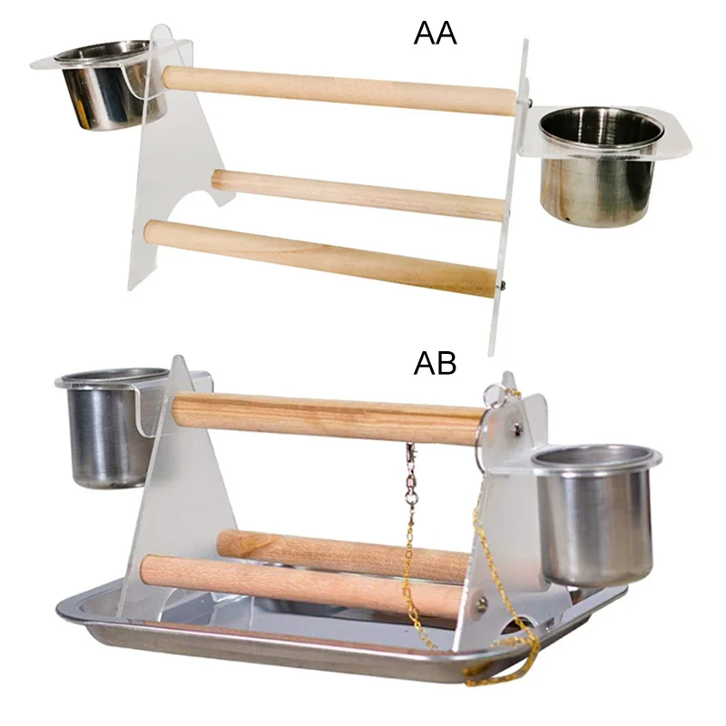 Попугай жердочка для птицы подставка для укуса мельница коготь резиновая птица игрушки Лестница акриловые игрушки для домашних животных с 2 чашки для кормления