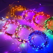 100 м 10 шт. в упаковке коннектор серии 3 V 33ft 100 светодиодный Медный провод Наружное освещение Светодиодный Цвета рождественское освещение звёздные гирлянды