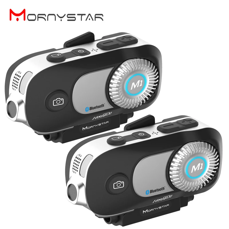 

2PCS MORNYSTAR M1Pro 800m 4Riders Group Intercom MP3 HD 1080P Video Recorder Camera Motorcycle Bluetooth Intercom Helmet Headset