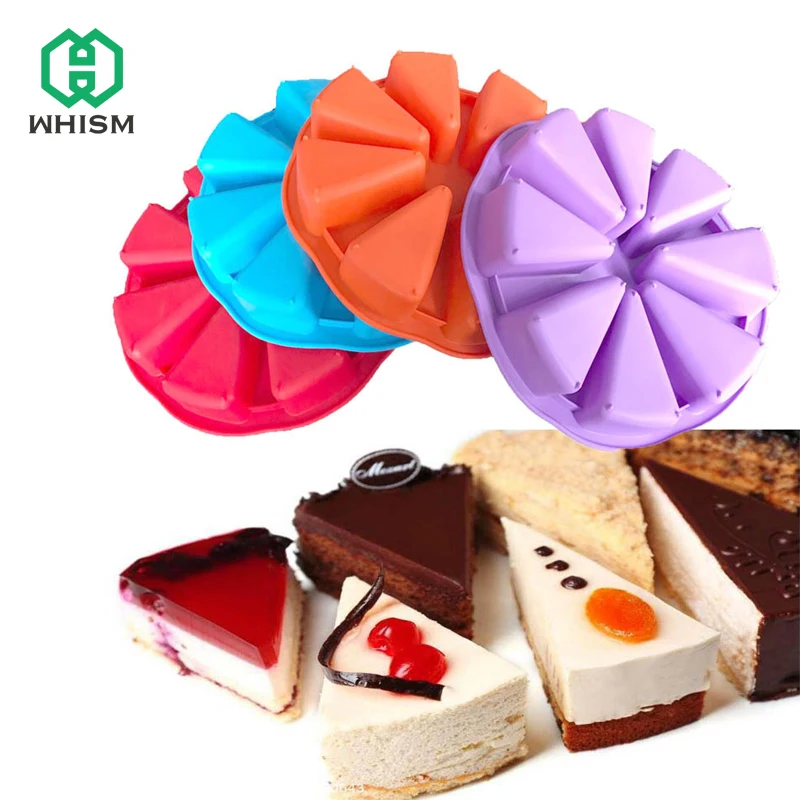 DIY 8 Cavity Silicone Mold Pastry Cake Slice Dessert Pizza Pan Pudding