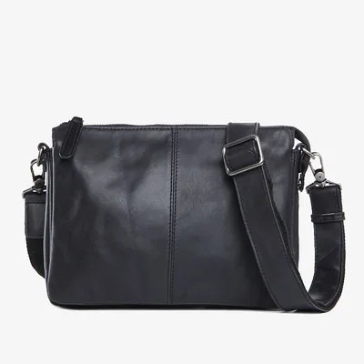 AETOO, мужская кожаная сумка, простая, модная, Воловья кожа, на одно плечо, сумка через плечо, многофункциональная сумка, сумочка - Цвет: Black