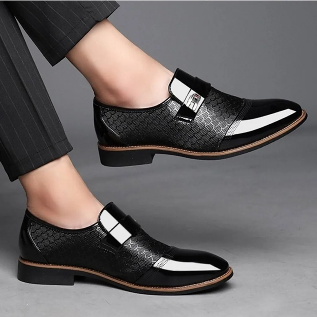 Leather Oxford Business Men Shoes Pointed Toe Slip-on Formal Shoes Men Shoes Pointed Toe Men Dress Shoes For Wedding Size 39-47