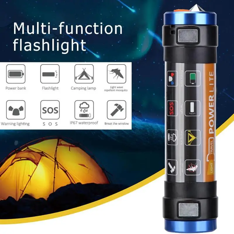 

6 in 1 Outdoor Anti-Mosquito LED Lamp Waterproof Flashlight Light for Camping Multi Function Portable Lantern Camping Light