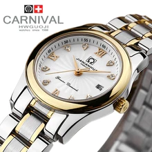 Carnival rhinestone dress gold fashion casual lovers full steel watch ladies diamond military diving sprots watches luxury brand