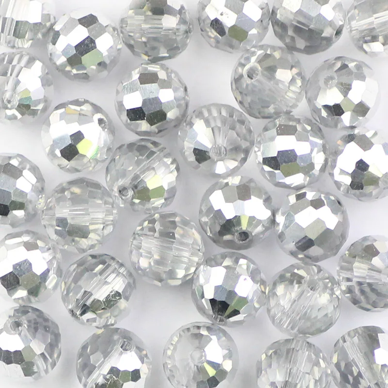 Half Silver WLYeeS 10 мм 30 шт Австрийские 96 граненые футбольные хрустальные бусины AB цветные стеклянные бусины для изготовления ювелирных изделий, сережек, браслетов своими руками - Цвет: Half Silver