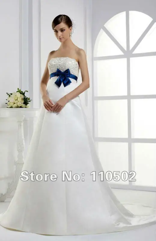 vestidos de novia con detalles azul rey – vestidos de boda