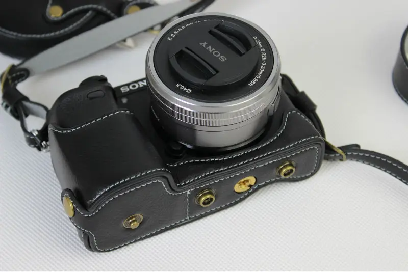 Чехол для камеры из натуральной кожи для sony A6000 A6300 16-50 мм сумка для камеры из натуральной кожи с ремешком крышка объектива открытая батарея непосредственно