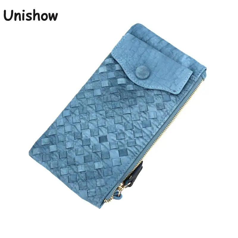 

Unishow Wristband Strap Weave Women Wallet Brand Female Wallet Purse Long Women Phone Clutch Large Capacity Ladies Coin Purse