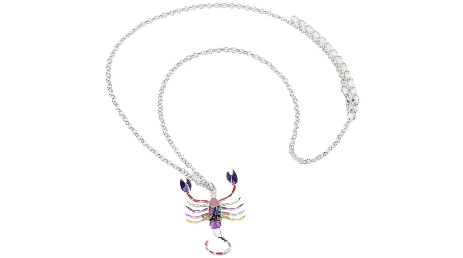 Bonsny Макси заявление металлического сплава повезло зодиака для малышей с принтом «Скорпион» ожерелье с цепочкой, чокер, Модный кулон в виде ювелирные изделиям из эмали для Для женщин