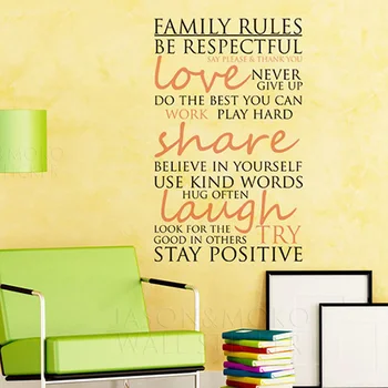 

Art Wall Decals Wall Stickers Vinyl Decal Quote -Family Rules - Kitchen Family Wall Decals 60*95CM Free shipping