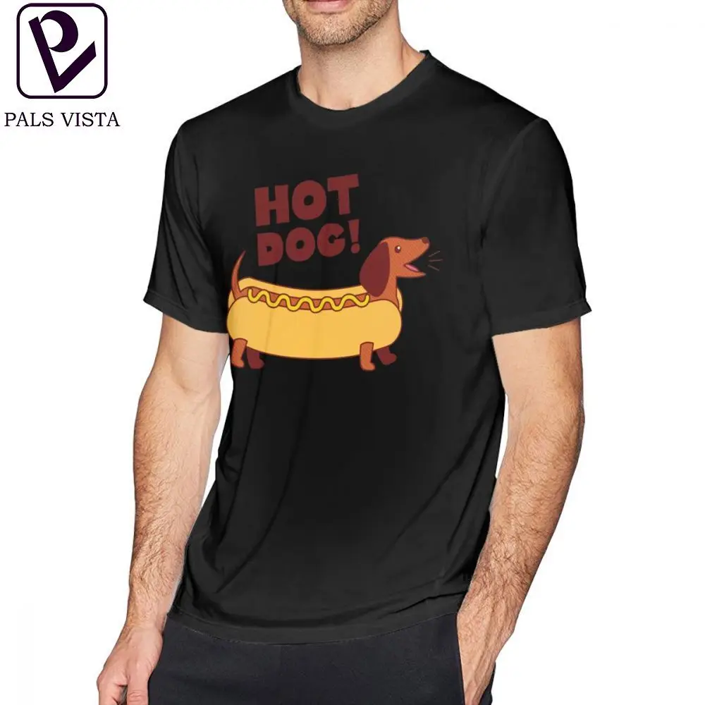 

Daschund T Shirt Hot Dog Dachshund T-Shirt Cute 6xl Tee Shirt Beach Print Short-Sleeve Men 100 Percent Cotton Tshirt