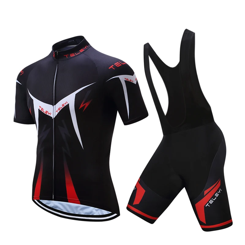 

2017 TELEYI Men Cycling Bike Ropa Ciclismo Short Sleeve Clothing Set Bicycle Wear Suit Jersey Pad Bib Shorts S-4XL