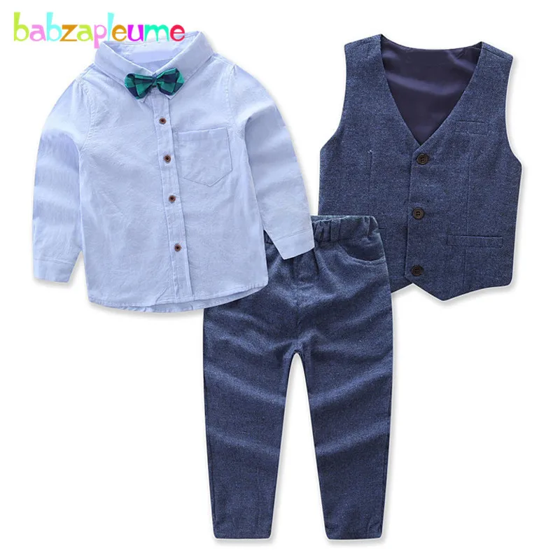 

babzapleume 3PCS/2-7Years/Spring Autumn children clothes gentleman baby suit vest+t-shirt+pants toddler boys clothing set BC1582