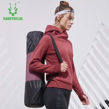 

Vansydical Womens Yoga Hooded Jacket Sports Hooded Gym Sportswear Women Yoga Pullover Long Sleeve Shirt Fitness Workout Tops