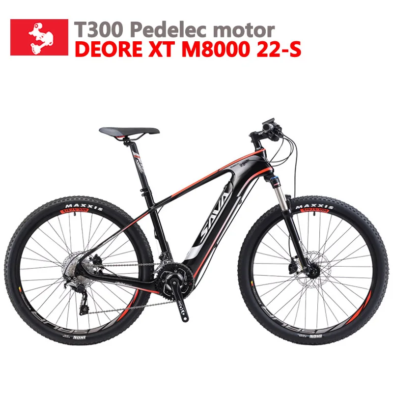 

SAVA Audlt Electric Bike Carbon Electric mountain bike Powerful ebike Electric bicycle with Shimano M8000 and 350w 36v Battery