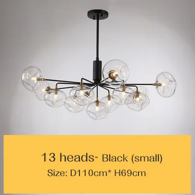 Скандинавские современные минималистичные подвесные светильники для гостиной, столовой, креативные молекулярные светильники, теплая Подвесная лампа для спальни - Цвет корпуса: 13heads black small