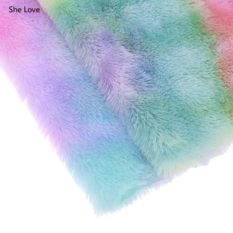 She Love 21X29 см градиент цвета радуги PV мех стекаются ткань для сумки луки DIY материалы украшения