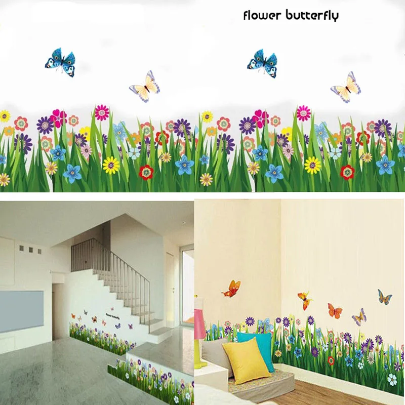 Hot Sale Lovely Decoration Garden Flower Grass Butterfly Wall Border