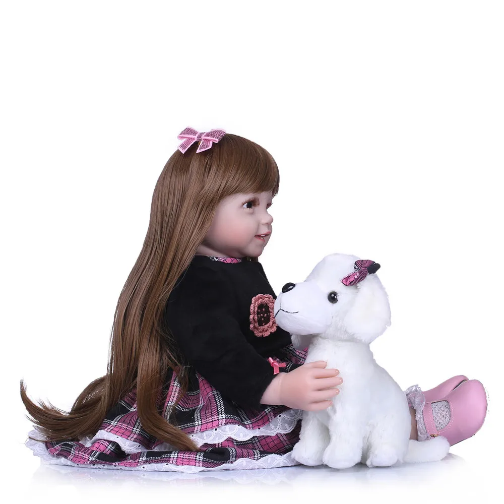 Bebe reborn 55cm girl doll reborn 3/4 soft silicone cloth body children play house toy dolls newborn long hair reborn girl baby