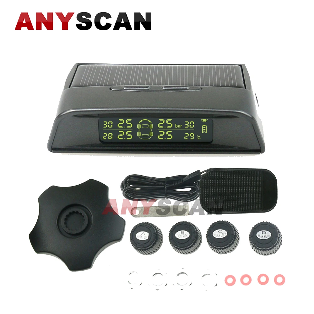 

TW400 Solar Universal TPMS Sensor for Tire Pressure Sensor with 4 External Sensor Tire Pressure Alarm Pressure Monitor System