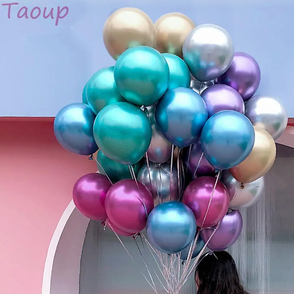 

Taoup 5pcs Thicken Metallic Balloons Air Pearl Metal Balloons Figures Round Balloons Accessories Wedding Decor Birthday Party