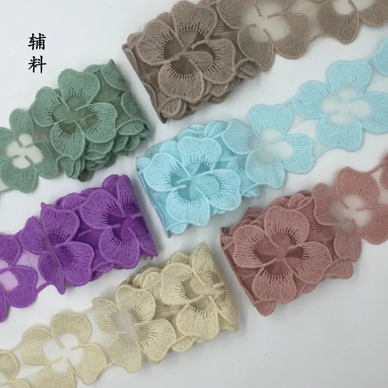 $ Free shipping 2016 New Fashion delicate 6 COLORS option EMBROIDERY LACE TRIM and DIY LACE TRIM 9.5 Yards per Roll