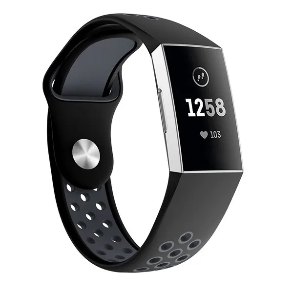 Black Gray Ремешок на запястье для Fitbit Charge 3 Band Двойной Цветной силиконовый браслет для Fitbit Charge 3 Charge3 ремешки спортивный ремешок для часов - Цвет: Black Gray