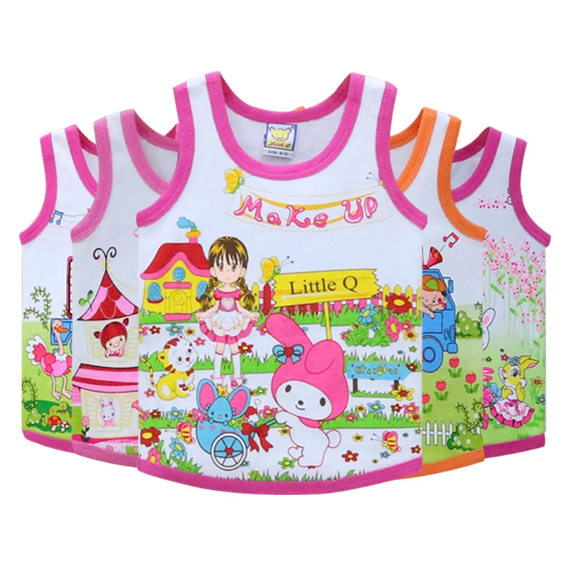 

Children Tops for 2-4 years old baby 100% Cotton Little Q Sleeveless 5 Pieces/lot Shirts 2019 Boys and Girls Clothing