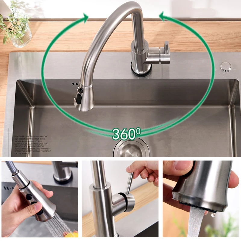 Quyanre High Arc Brushed Nickel Pull Out Touch Sensor Kitchen Faucet Lead-free Pull Out Smart Kitch - 32891225533
