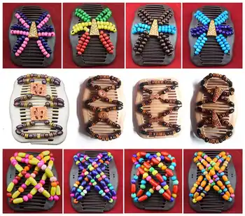 40pcs/lot Mixed Style Fashion Magic Hair Combs Wooden Beaded Hair Clips Accessories Women Jewelry