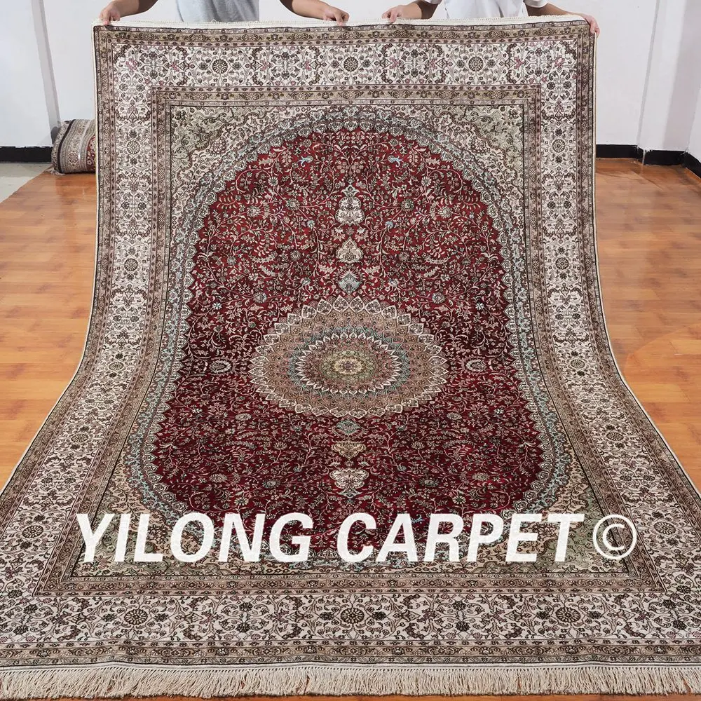 Yilong 6 X9 Vantage Oriental Carpet Traditional Red Persian Yilong 6 X9 Vantage Oriental Carpet Traditional Red Persian Chinese Silk Rug On Ml065a6x9
