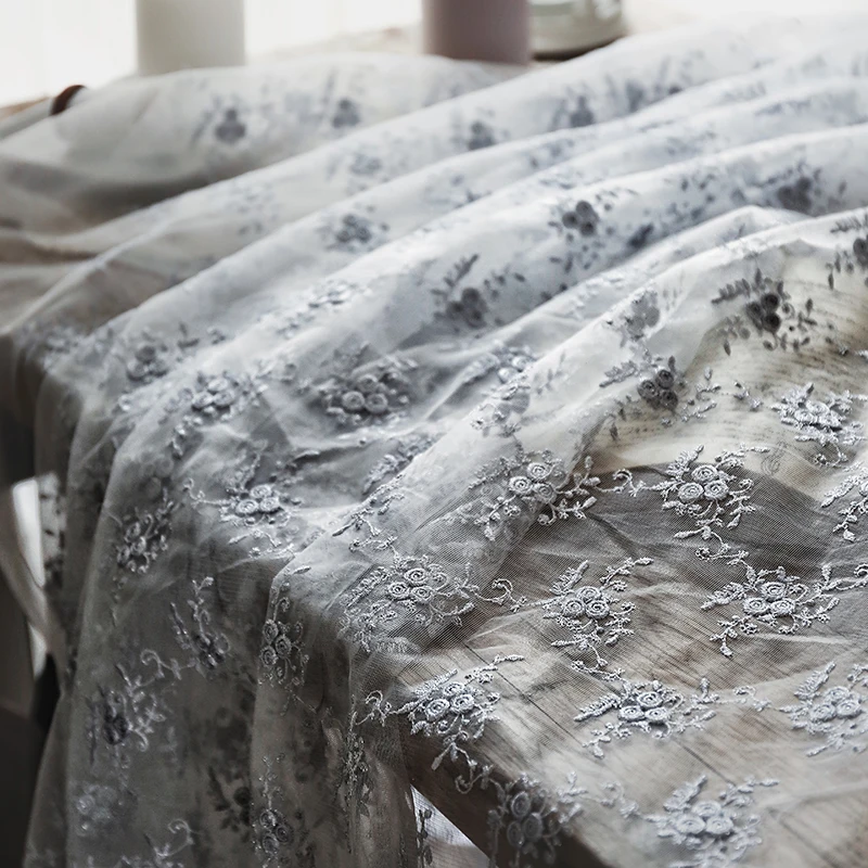 

0.5M Gold silk small broken flower water soluble fabric hollowed-up embroidery transparent net yarn dress window gauze fabric