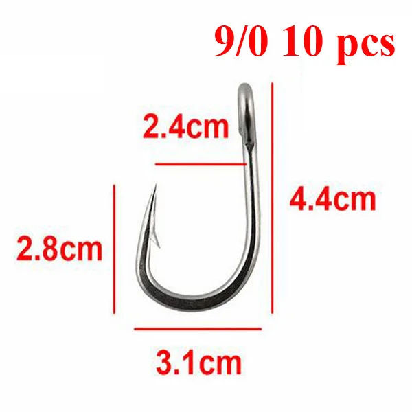 Posidon 10884 10 Pcs/Pack Stainless Steel Assist Fish Hooks Tuna Bait Circle Fish Hooks Live Bait Weighted Fishing Hook - Цвет: 9I0 10pcs