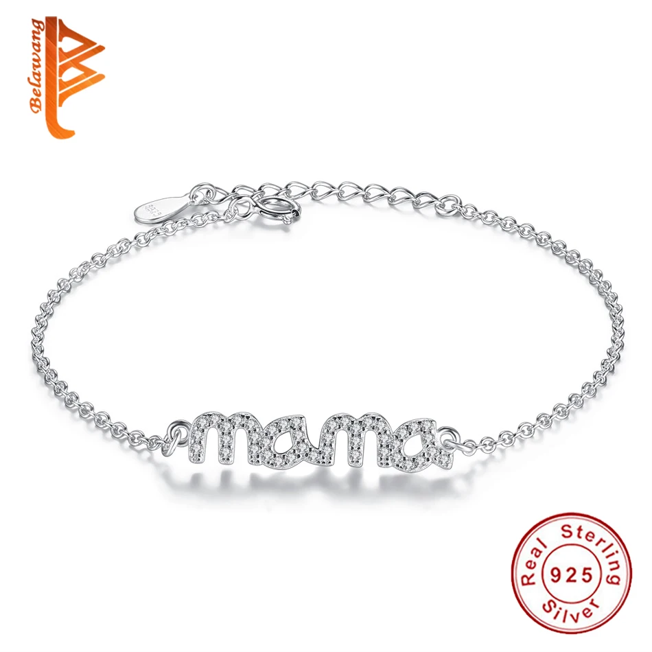 2018 простой дизайн 925 стерлингового серебра Love Me &quot&quot Mama Femme браслеты