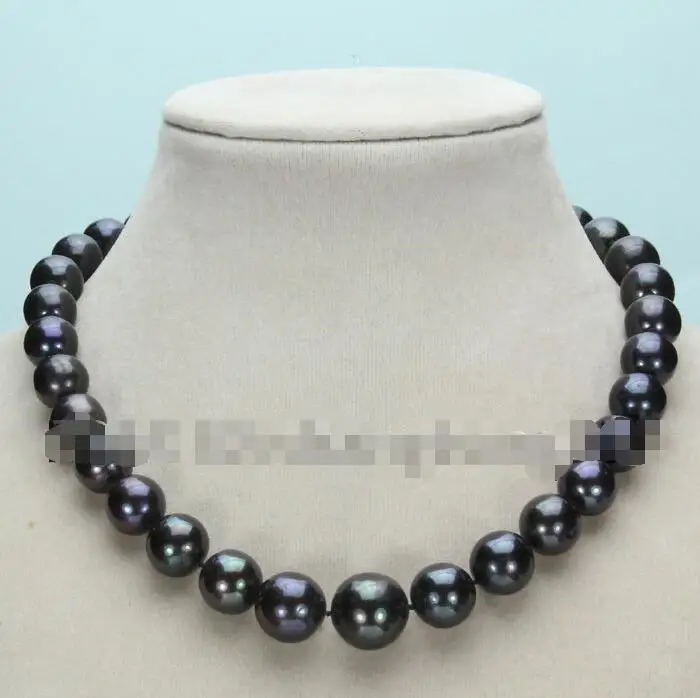 

Free shipping hot sale Women Bridal Wedding Jewelry >>Perfect 11-13mm white black natural freshwater cultured pearl necklace
