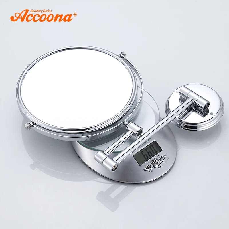 Accoona الكروم مرآة حائط الغرور مرآة لمستحضرات التجميل حمام مرايا 360 زاوية قطب تصميم مرايا الحمام 7 بوصة 9 بوصة A223