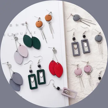 

2019 Classic Forest Style Wood Earring Long Tassel Leaf Design Earrings For Women Korean Jewelry Bijoux New