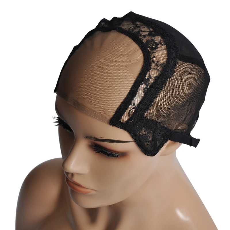 S/M/L U Part Swiss Lace Wig Cap For Making Wigs With Adjustable Stretch Straps Glueless Weaving Cap Hair Extension Cap