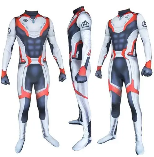 Adult Kids Avengers Endgame Quantum Realm Cosplay Costume Superhero Iron Man Captain Marvel Zentai Bodysuit Suit Jumpsuits