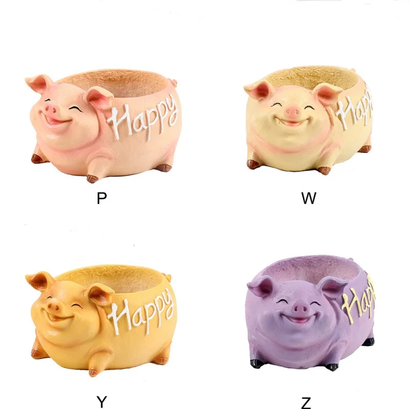 Kucus Desktop Mini Pig Ornament Garden Plant Pot Home Office Decor Flower Pot Resin Pig Flower Pot Creative Desk Color: Z Kucus Desktop Mini Pig Ornament Garden Plant Pot Home Office Decor Flower Pot Resin Pig Flower Pot Creative Desk Color: Z