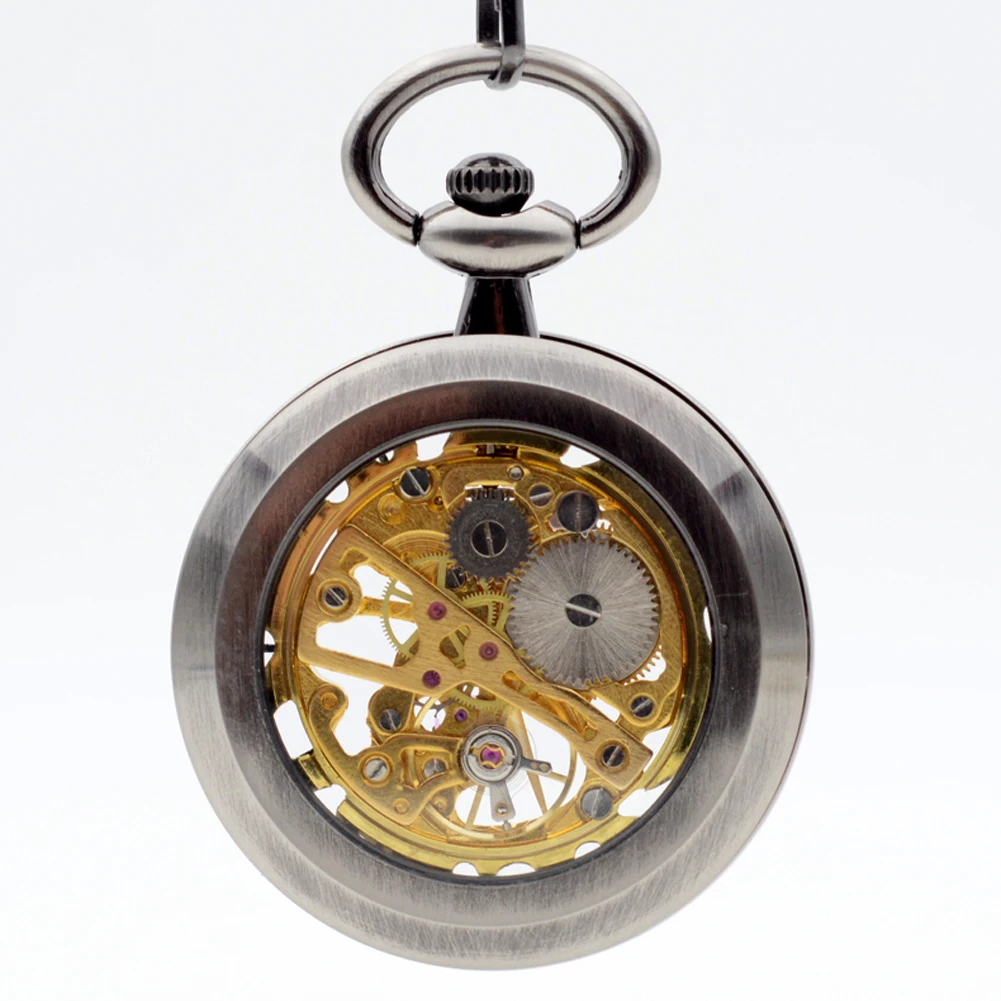 Free Shipping Mens Watch Hand Wind Mechanical Pocket Watch Skeleton